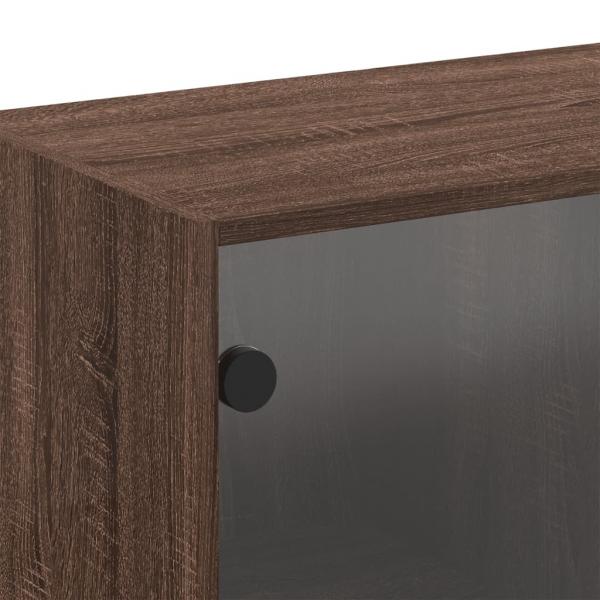 Wandschrank mit Glastüren Braun Eichen-Optik 68x37x68,5 cm