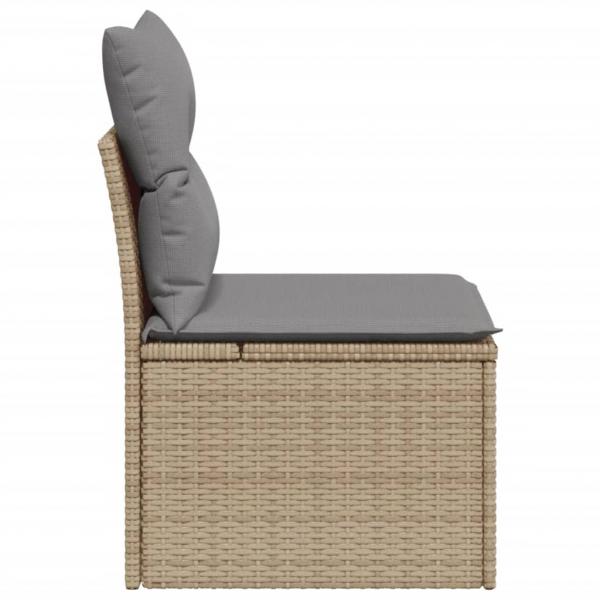 Gartensessel ohne Armlehnen mit Kissen Beige Poly Rattan