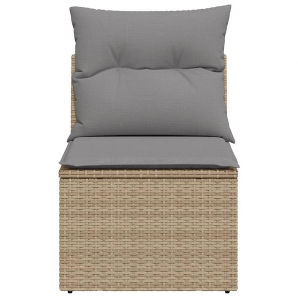 Gartensofa ohne Armlehnen mit Kissen Beige Poly Rattan