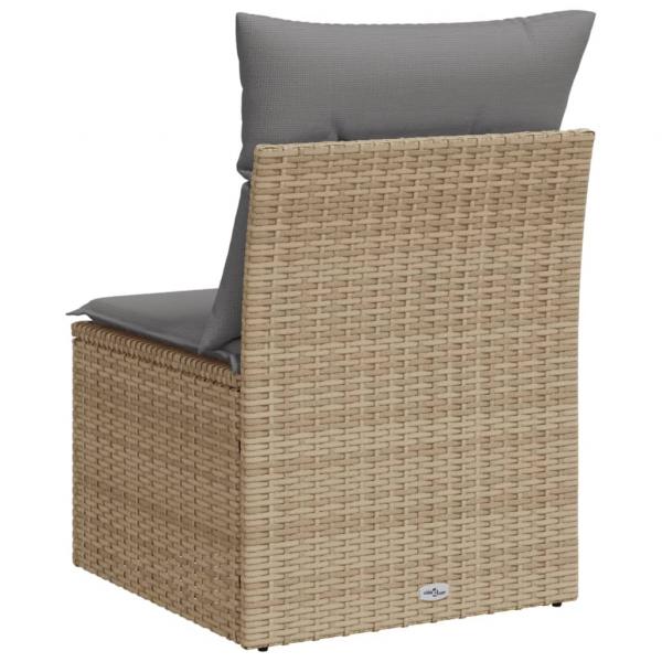 Gartensofa ohne Armlehnen mit Kissen Beige Poly Rattan