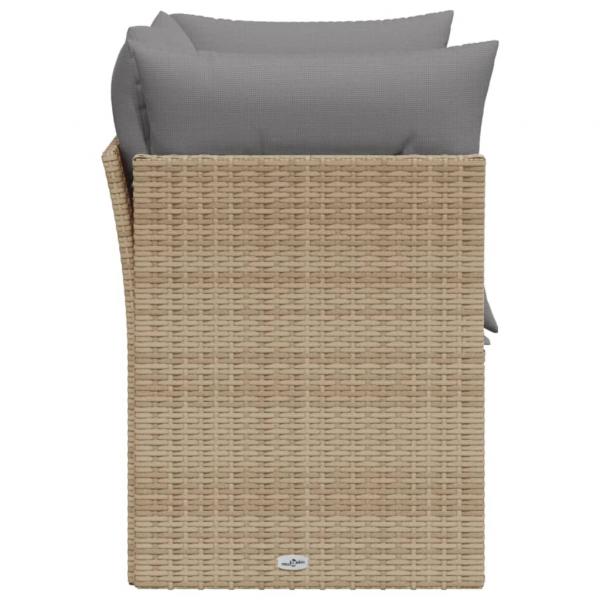 Gartensofa mit Kissen 2-Sitzer Beige Poly Rattan