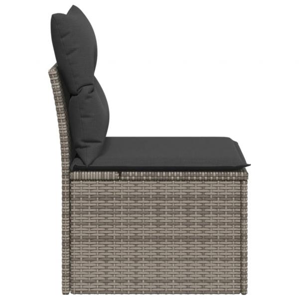 Gartensessel ohne Armlehnen mit Kissen Grau Poly Rattan