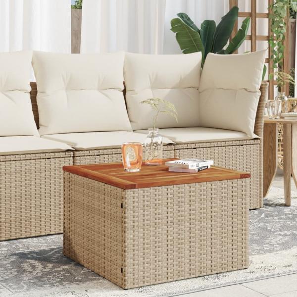 ARDEBO.de - Gartentisch Beige 55x55x37 cm Poly Rattan und Akazienholz