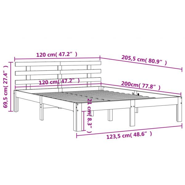 Massivholzbett ohne Matratze Wachsbraun 120x200 cm Kiefernholz