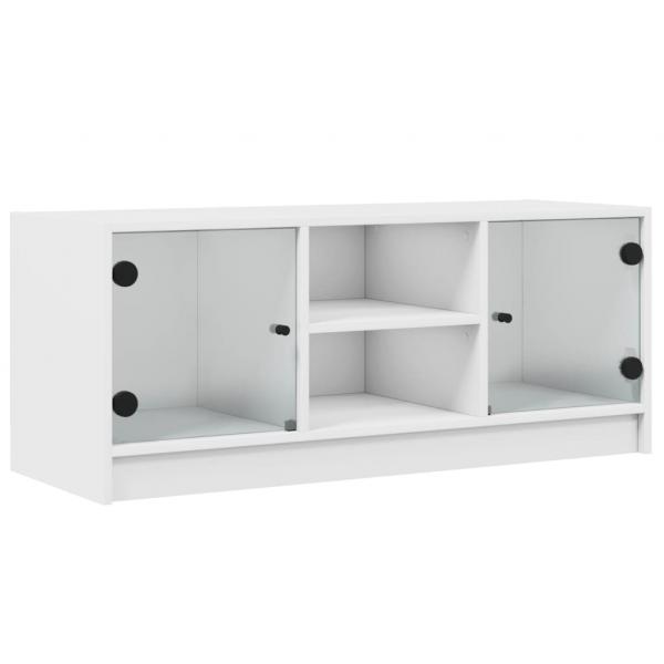 TV-Schrank mit Glastüren Weiß 102x37x42 cm