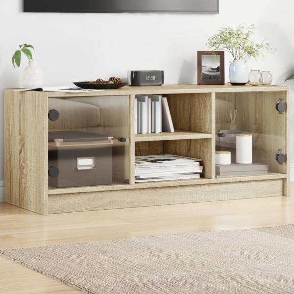 ARDEBO.de - TV-Schrank mit Glastüren Sonoma-Eiche 102x37x42 cm