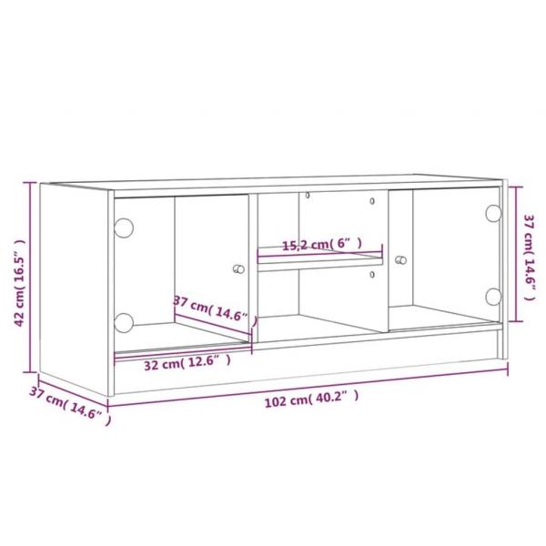 TV-Schrank mit Glastüren Sonoma-Eiche 102x37x42 cm