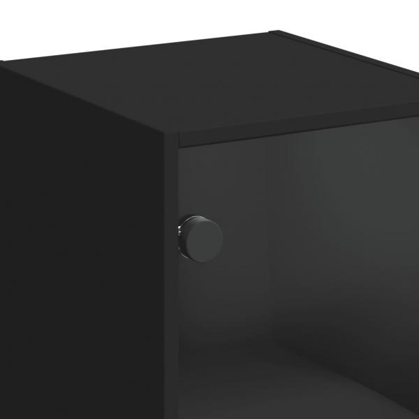 Wandschrank mit Glastüren Schwarz 35x37x68,5 cm