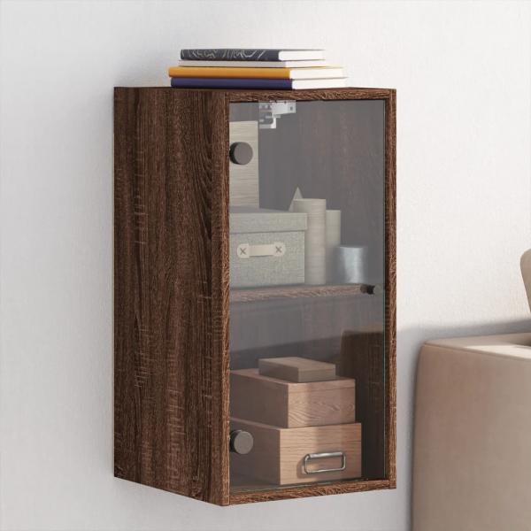 ARDEBO.de - Wandschrank mit Glastüren Braun Eichen-Optik 35x37x68,5 cm