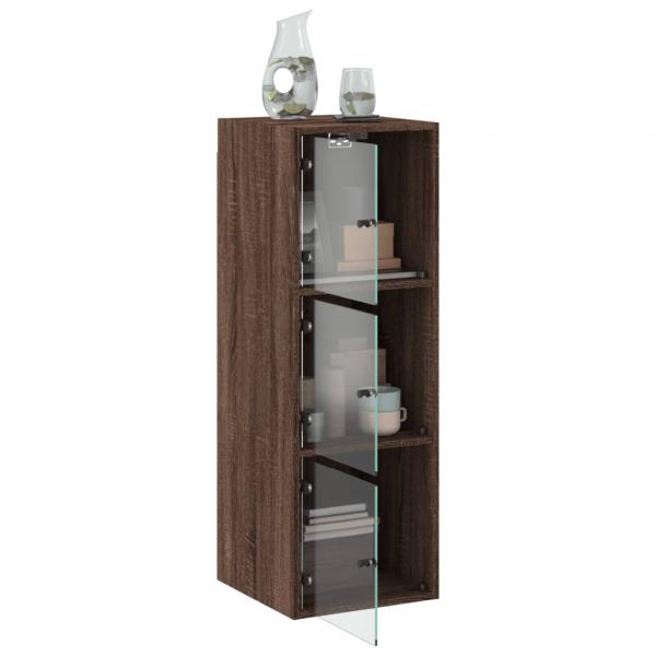 Wandschrank mit Glastüren Braun Eichen-Optik 35x37x100 cm