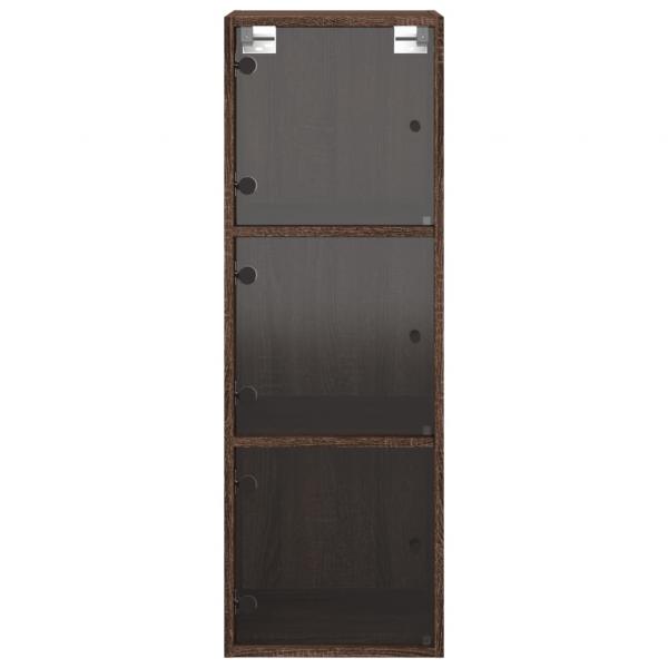 Wandschrank mit Glastüren Braun Eichen-Optik 35x37x100 cm