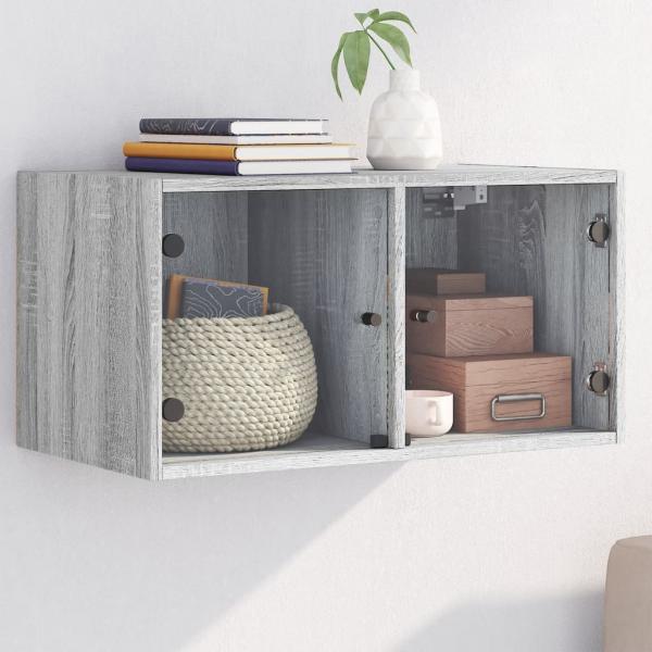 ARDEBO.de - Wandschrank mit Glastüren Grau Sonoma 68,5x37x35 cm