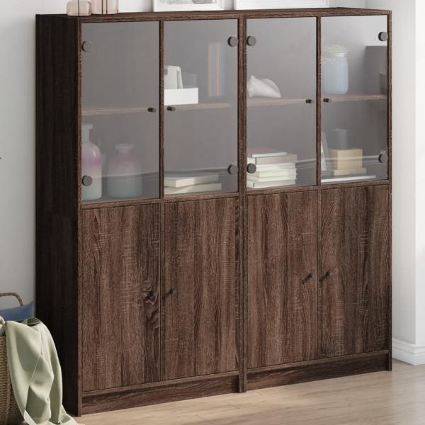 ARDEBO.de - Bücherschrank mit Türen Braun Eichen-Optik 136x37x142 cm