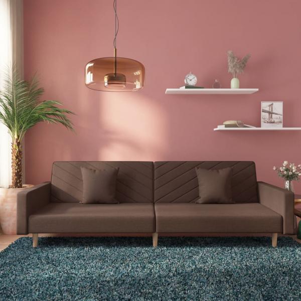 ARDEBO.de - Schlafsofa 2-Sitzer mit 2 Kissen Taupe Stoff