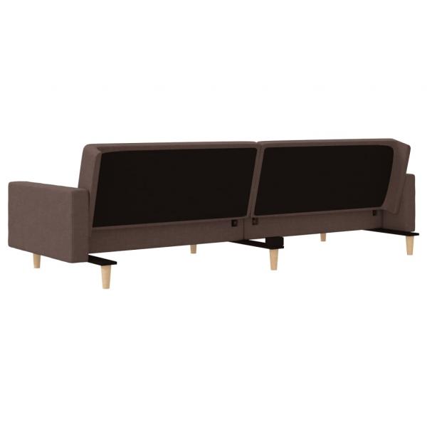 Schlafsofa 2-Sitzer mit 2 Kissen Taupe Stoff