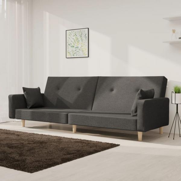 ARDEBO.de - Schlafsofa 2-Sitzer mit 2 Kissen Dunkelgrau Stoff