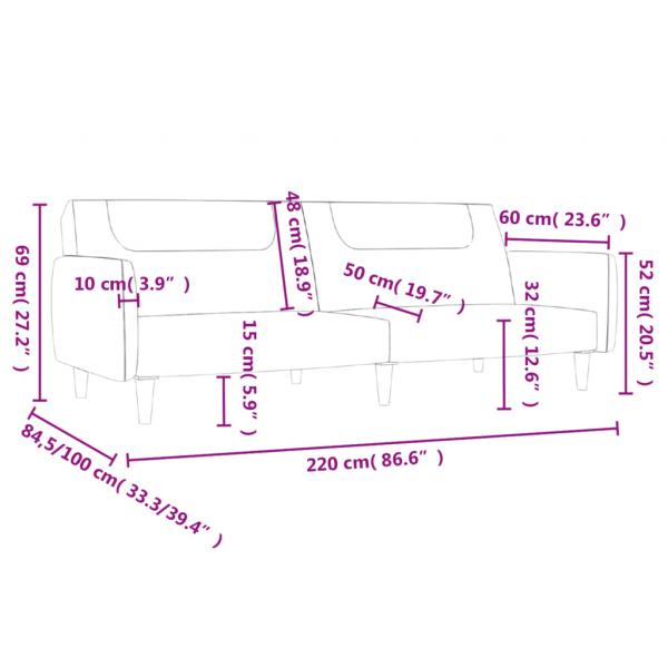 Schlafsofa 2-Sitzer Gelb Stoff