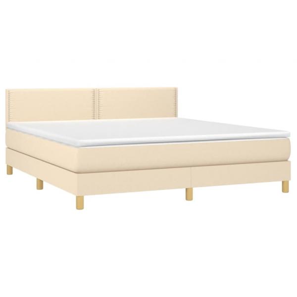 Boxspringbett mit Matratze & LED Creme 180x200 cm Stoff