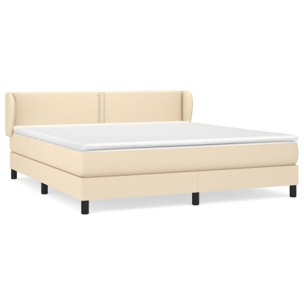 Boxspringbett mit Matratze Creme 180x200 cm Stoff