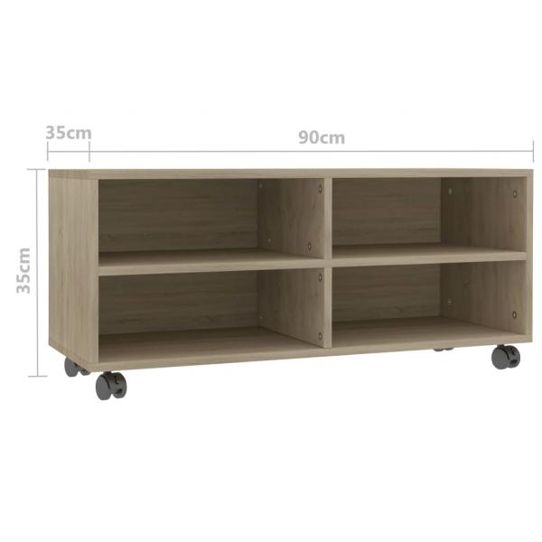 TV-Schrank mit Rollen Sonoma-Eiche 90x35x35 cm Holzwerkstoff