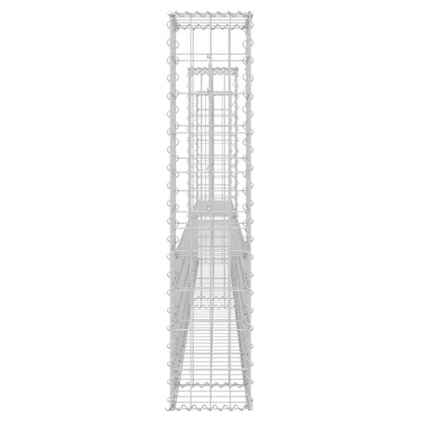 Gabionenkorb U-Form mit 3 Säulen Eisen 260x20x100 cm