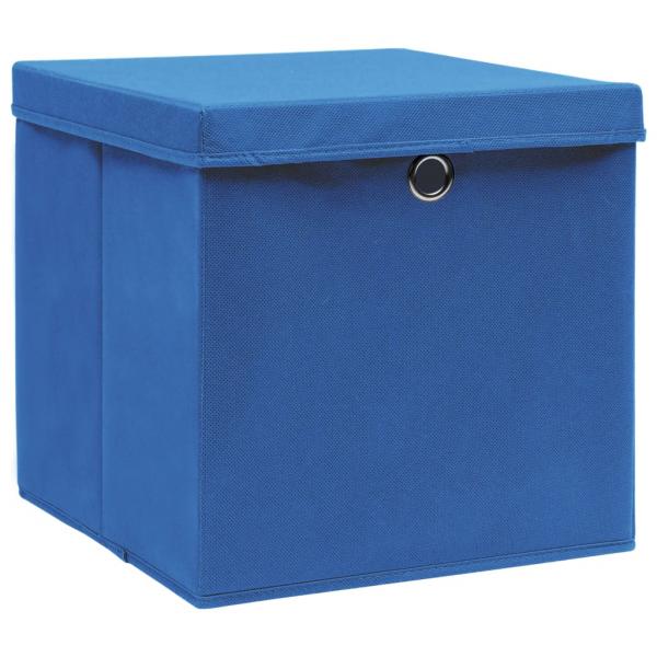 Aufbewahrungsboxen mit Deckeln 10 Stk. 28x28x28 cm Blau