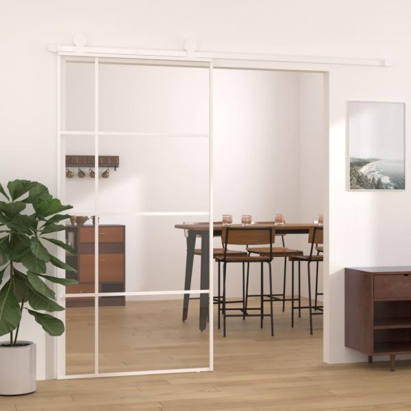 ARDEBO.de - Schiebetür ESG Glas und Aluminium 102,5x205 cm Weiß