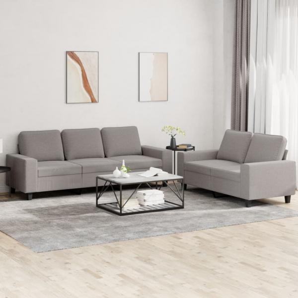 ARDEBO.de - 2-tlg. Sofagarnitur Taupe Stoff