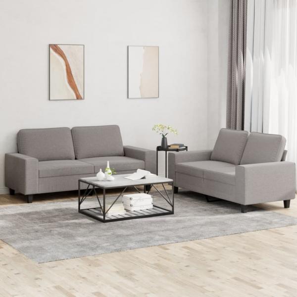 ARDEBO.de - 2-tlg. Sofagarnitur Taupe Stoff