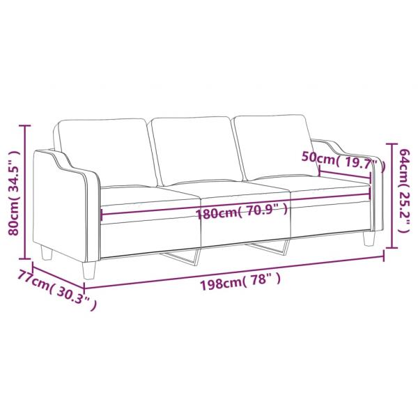 3-Sitzer-Sofa Hellgrau 180 cm Stoff