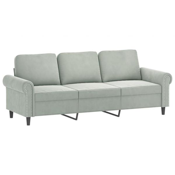 3-Sitzer-Sofa Hellgrau 180 cm Samt