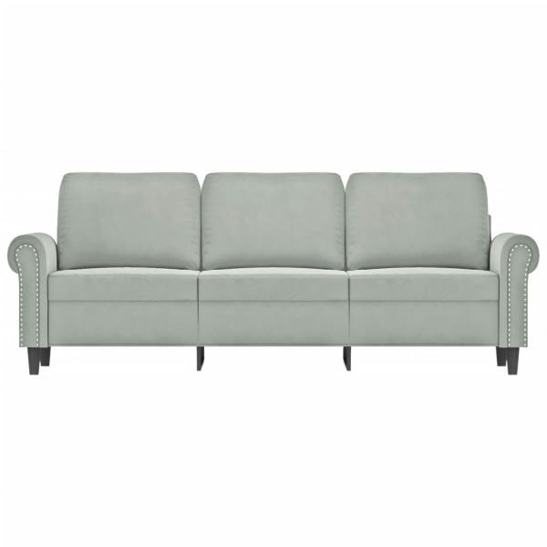 3-Sitzer-Sofa Hellgrau 180 cm Samt