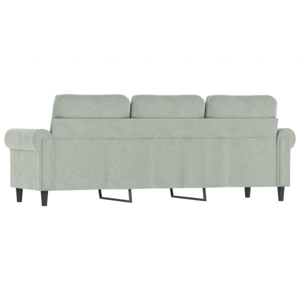 3-Sitzer-Sofa Hellgrau 180 cm Samt