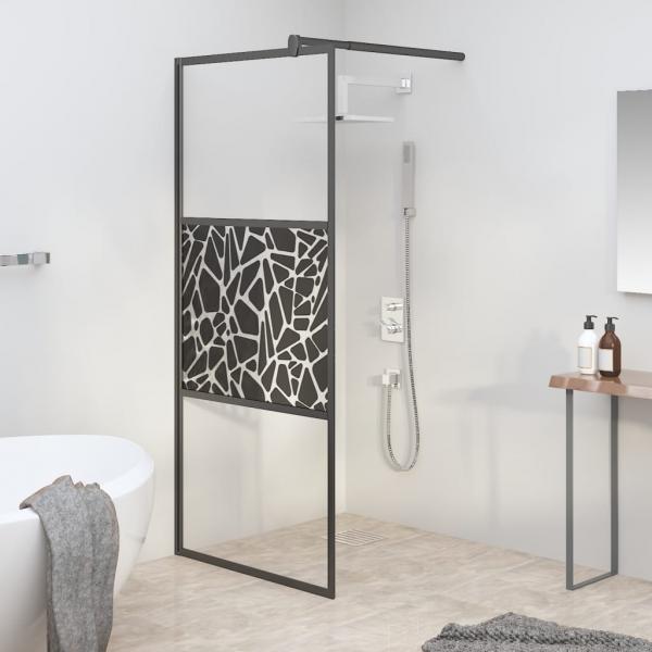 ARDEBO.de - Duschwand für Walk-In Dusche 80x195 cm ESG Steindesign Schwarz