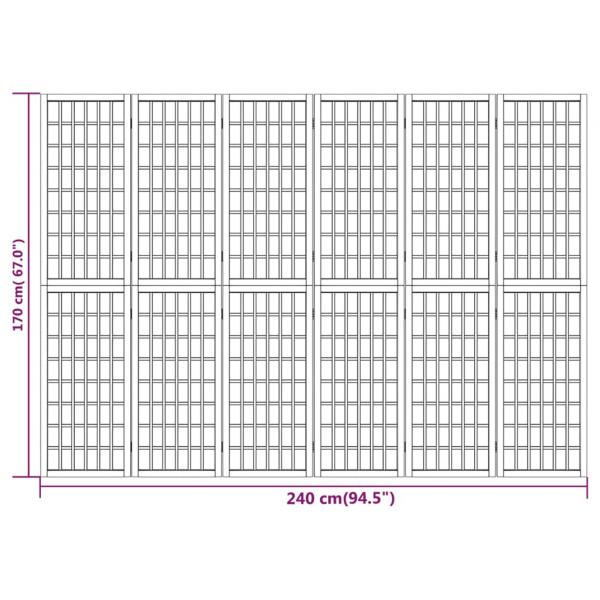 6-tlg. Paravent Japanischer Stil Faltbar 240x170 cm Weiß