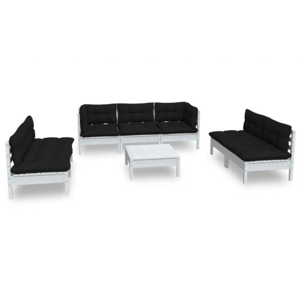 8-tlg. Garten-Lounge-Set mit Kissen Kiefer Massivholz