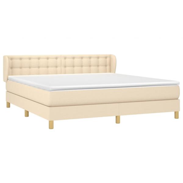 Boxspringbett mit Matratze Creme 180x200 cm Stoff