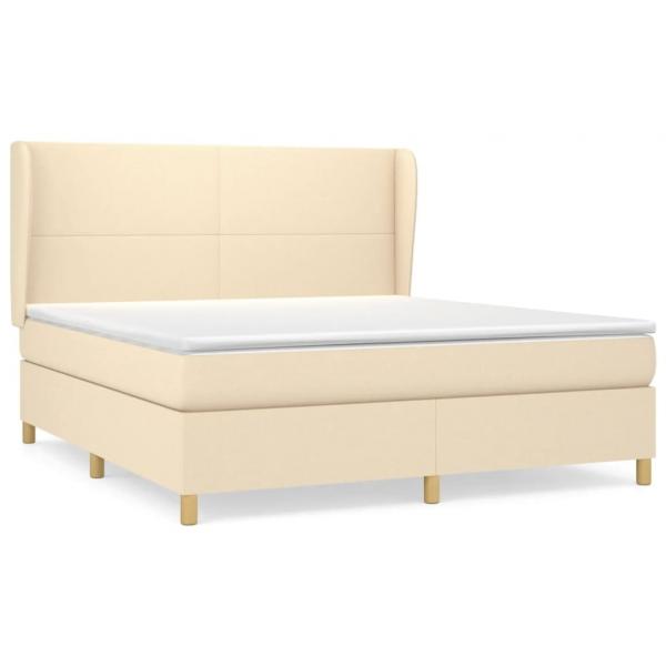 ARDEBO.de - Boxspringbett mit Matratze Creme 180x200 cm Stoff