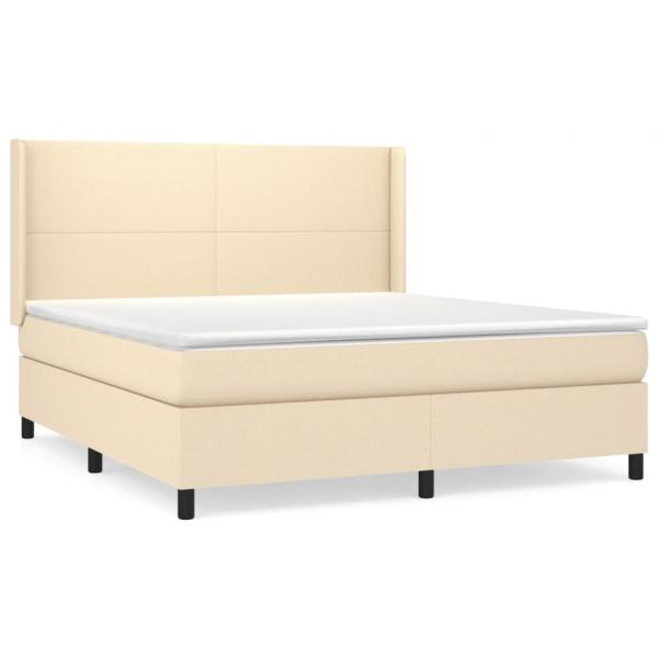 ARDEBO.de - Boxspringbett mit Matratze Creme 180x200 cm Stoff