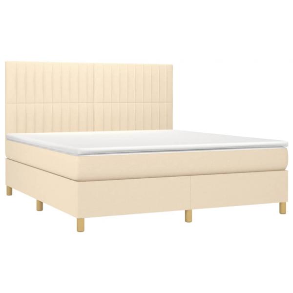 Boxspringbett mit Matratze & LED Creme 180x200 cm Stoff