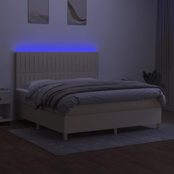 Boxspringbett mit Matratze & LED Creme 180x200 cm Stoff