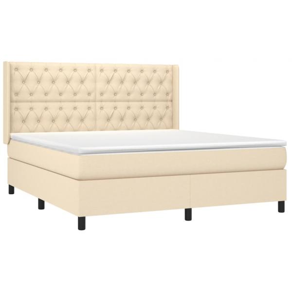 Boxspringbett mit Matratze & LED Creme 160x200 cm Stoff