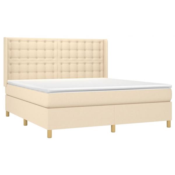 Boxspringbett mit Matratze & LED Creme 180x200 cm Stoff