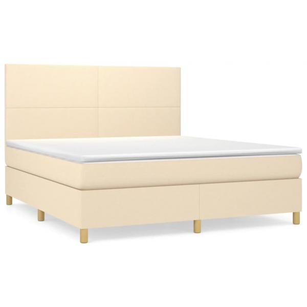 ARDEBO.de - Boxspringbett mit Matratze Creme 180x200 cm Stoff