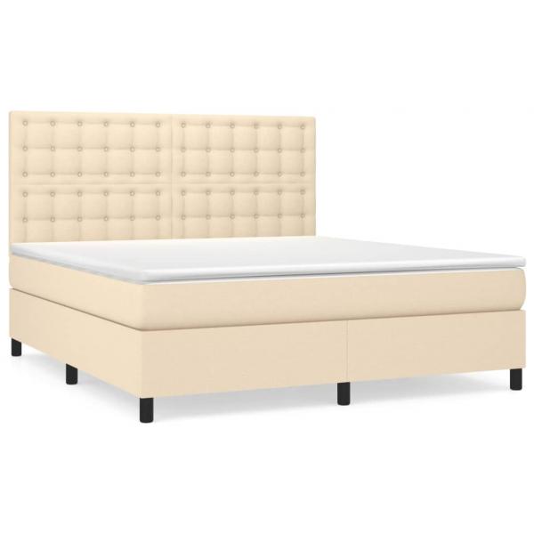 Boxspringbett mit Matratze Creme 180x200 cm Stoff