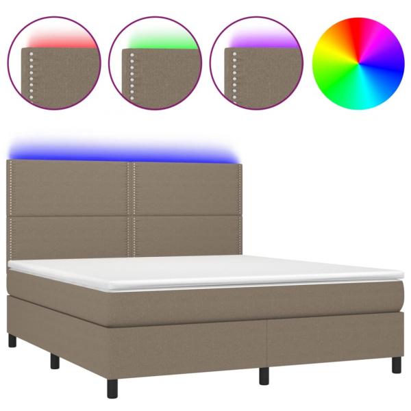 Boxspringbett mit Matratze & LED Taupe 180x200 cm Stoff