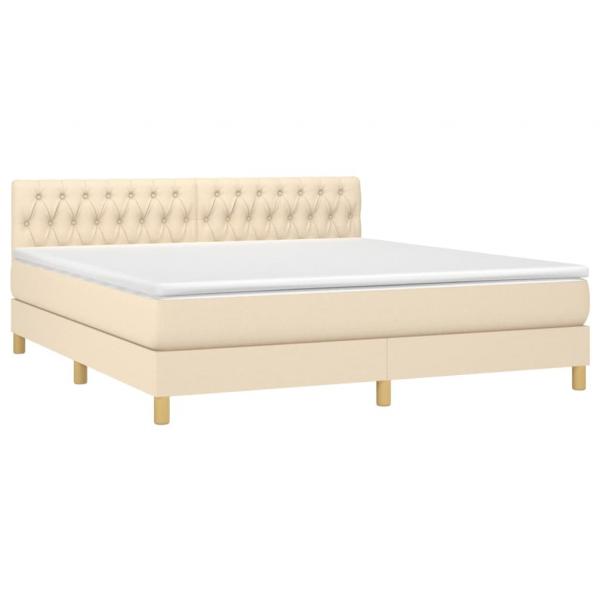 Boxspringbett mit Matratze Creme 180x200 cm Stoff