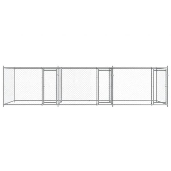 Hundezwinger mit Türen Grau 6x2x1,5 m Verzinkter Stahl
