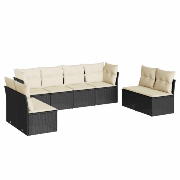 8-tlg. Garten-Sofagarnitur mit Kissen Schwarz Poly Rattan