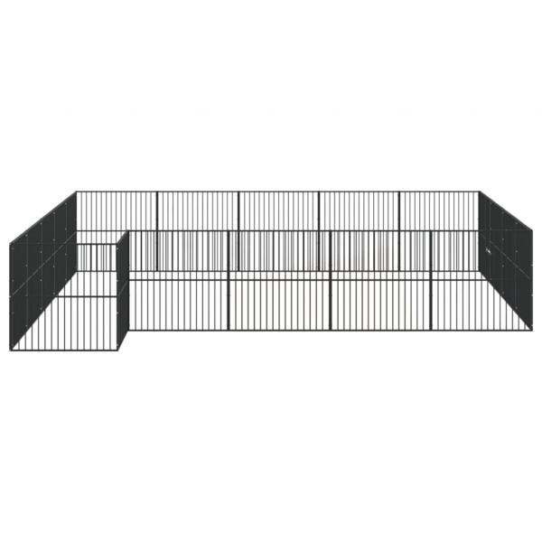 Hundelaufstall 20-tlg. Schwarz Verzinkter Stahl